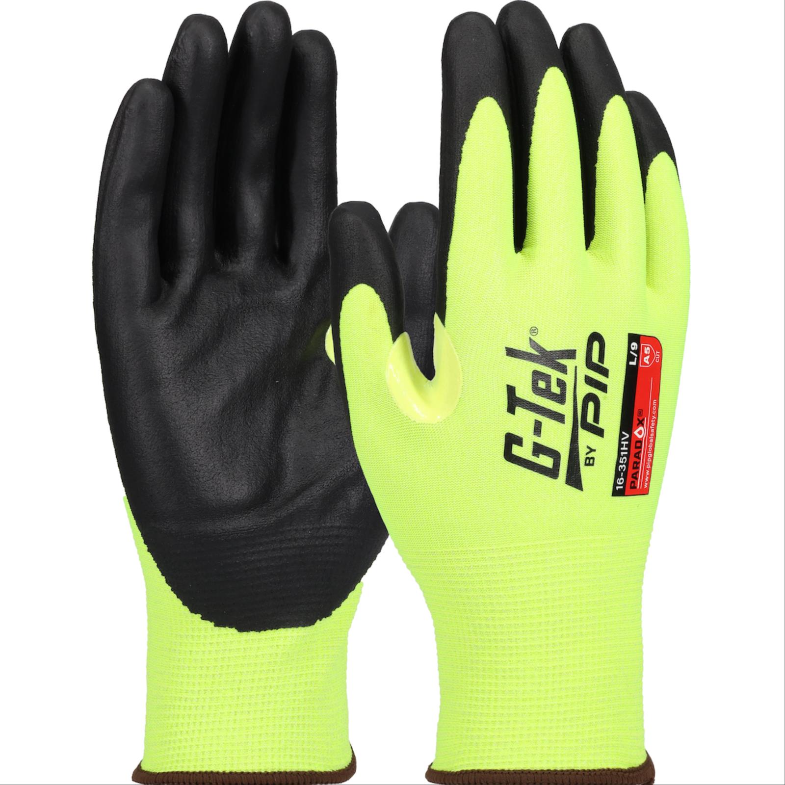 G-Tek® Paradox™ Hi-Viz Nitrile Coated Hi-Viz Gloves, Cut Level A5