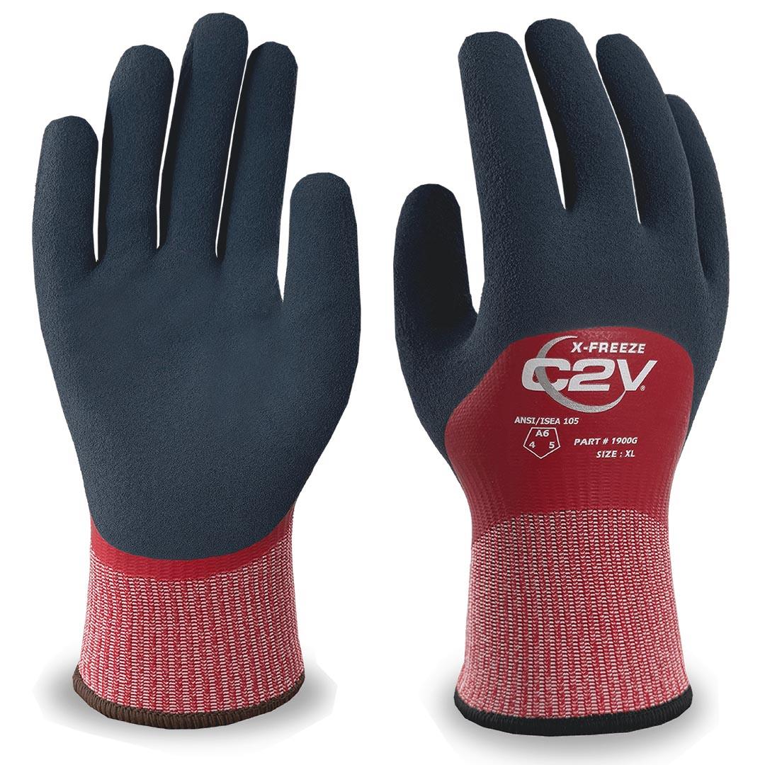 X-FREEZE 1900G Red Latex Fully Coated Gloves, Cut Level A6