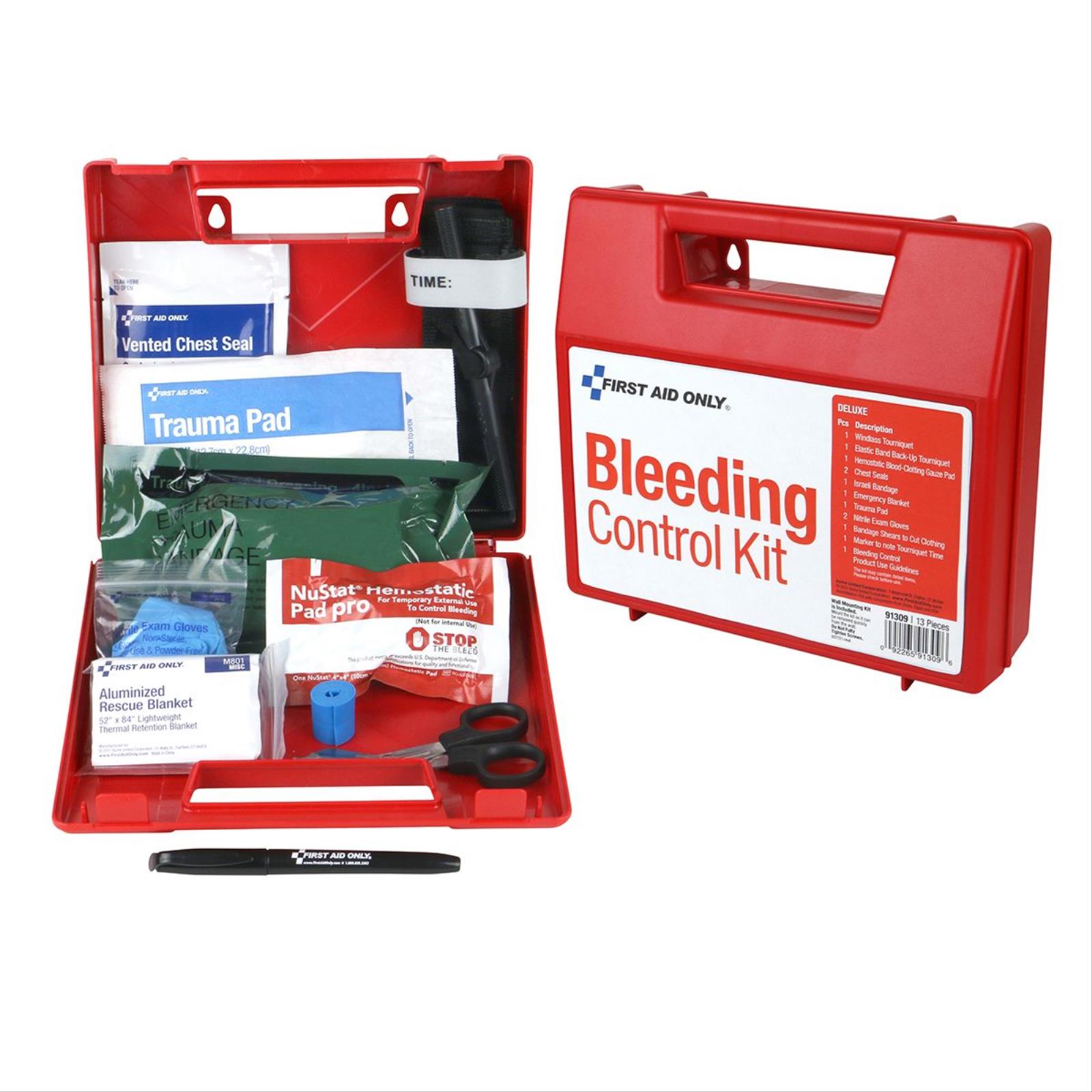 First Aid Only® Bleeding Control Wall Station, Deluxe Kit