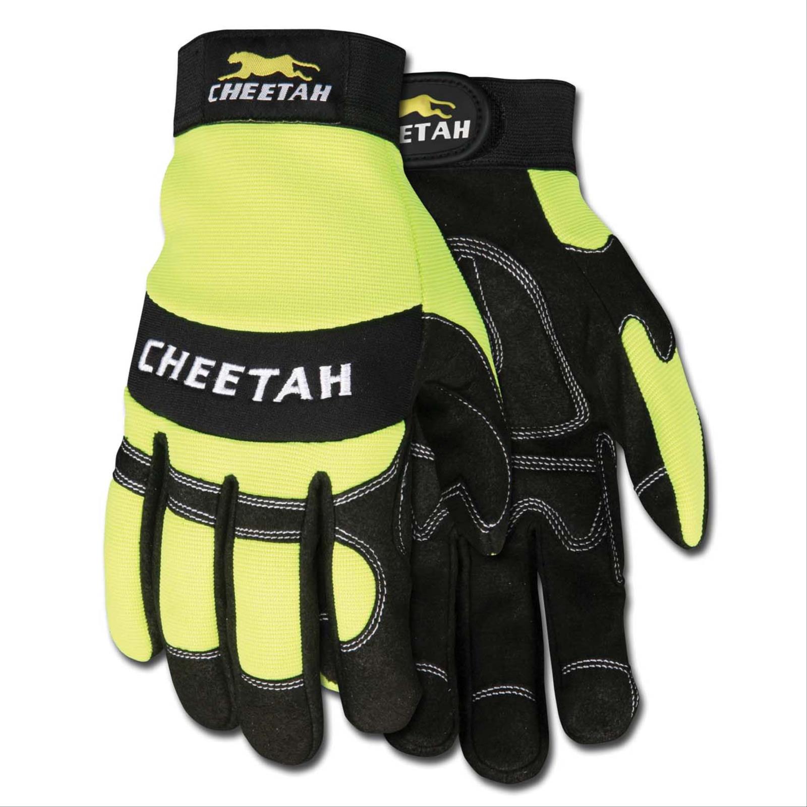 Cheetah Multi-Task Synthetic Leather Palm Gloves, Hi-Vis Back