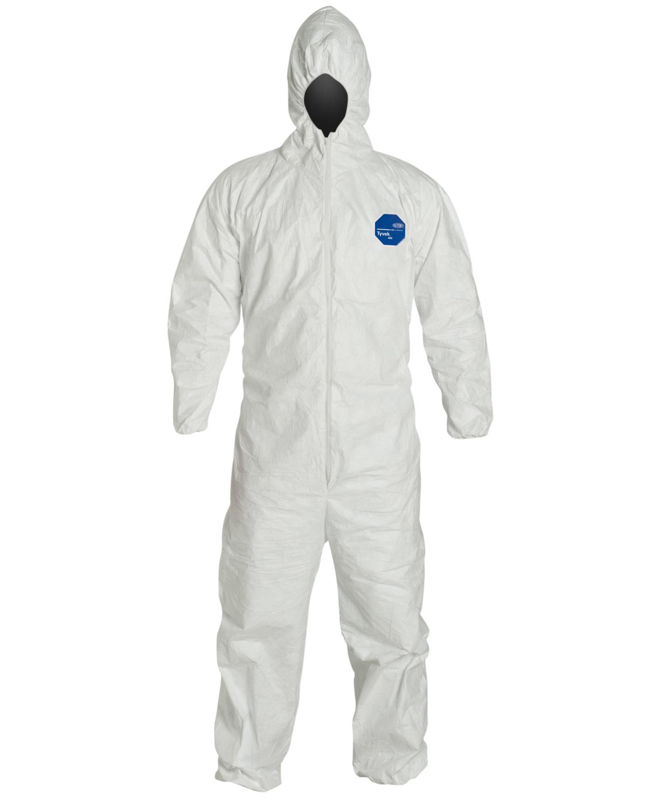 Tyvek® 400 Coveralls, Zipper Front, Hood, Elastic Wrist & Ankles