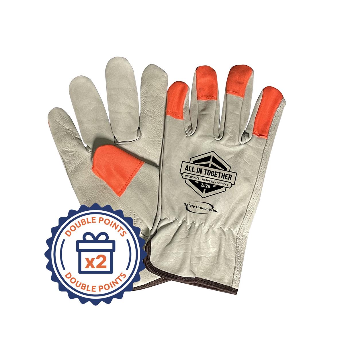 High Visibility Cowhide Drivers Gloves with Construction Safety Week Seal