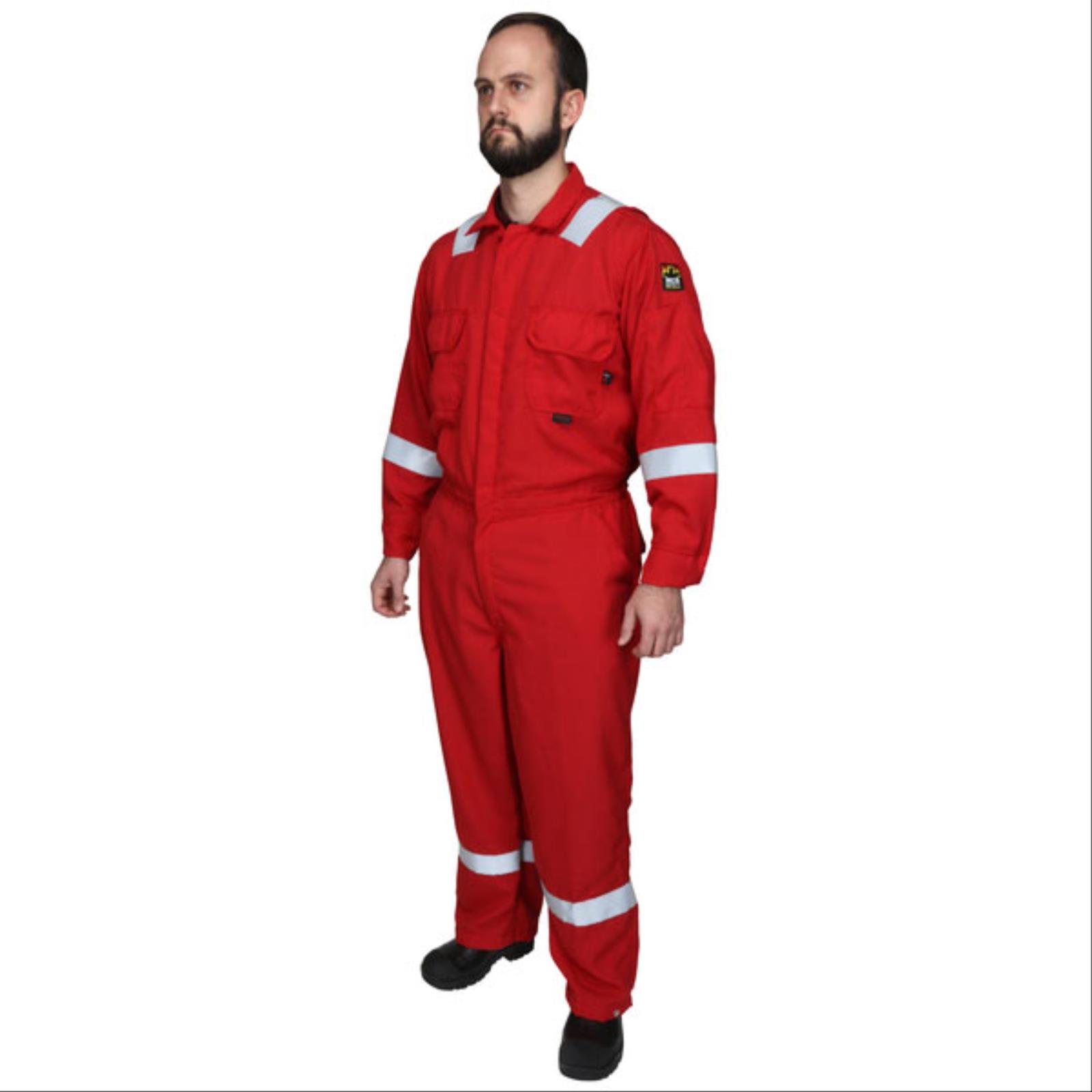 FR Deluxe Coverall, Nomex®, Red with Silver Reflective Stripes