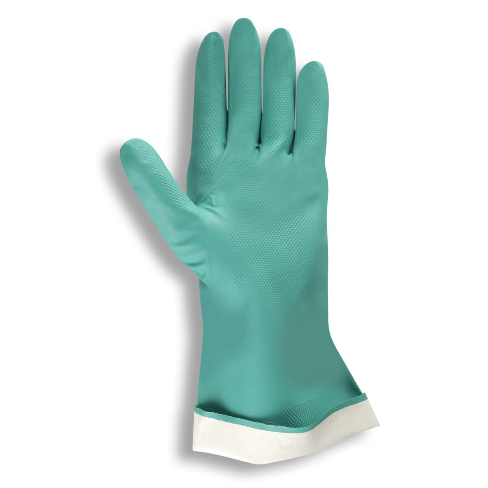 Green Nitrile, 15 mil, Flocked Lined