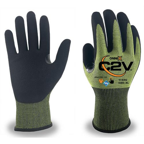 OMNI-X 1132G, Black Sandy Foam Nitrile Palm Coated, 18 Gauge, Cut Level A5