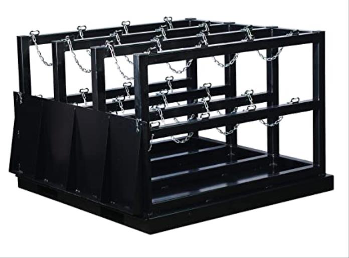 Steel Ramp Rack Safety Products Inc - 12 CYLINDER CAPACITY RACK, WIT RAMP, MOVABLE, STEEL