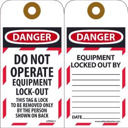 DANGER DO NOT OPERATE EQUIPMENT LOCK-OUT Tag