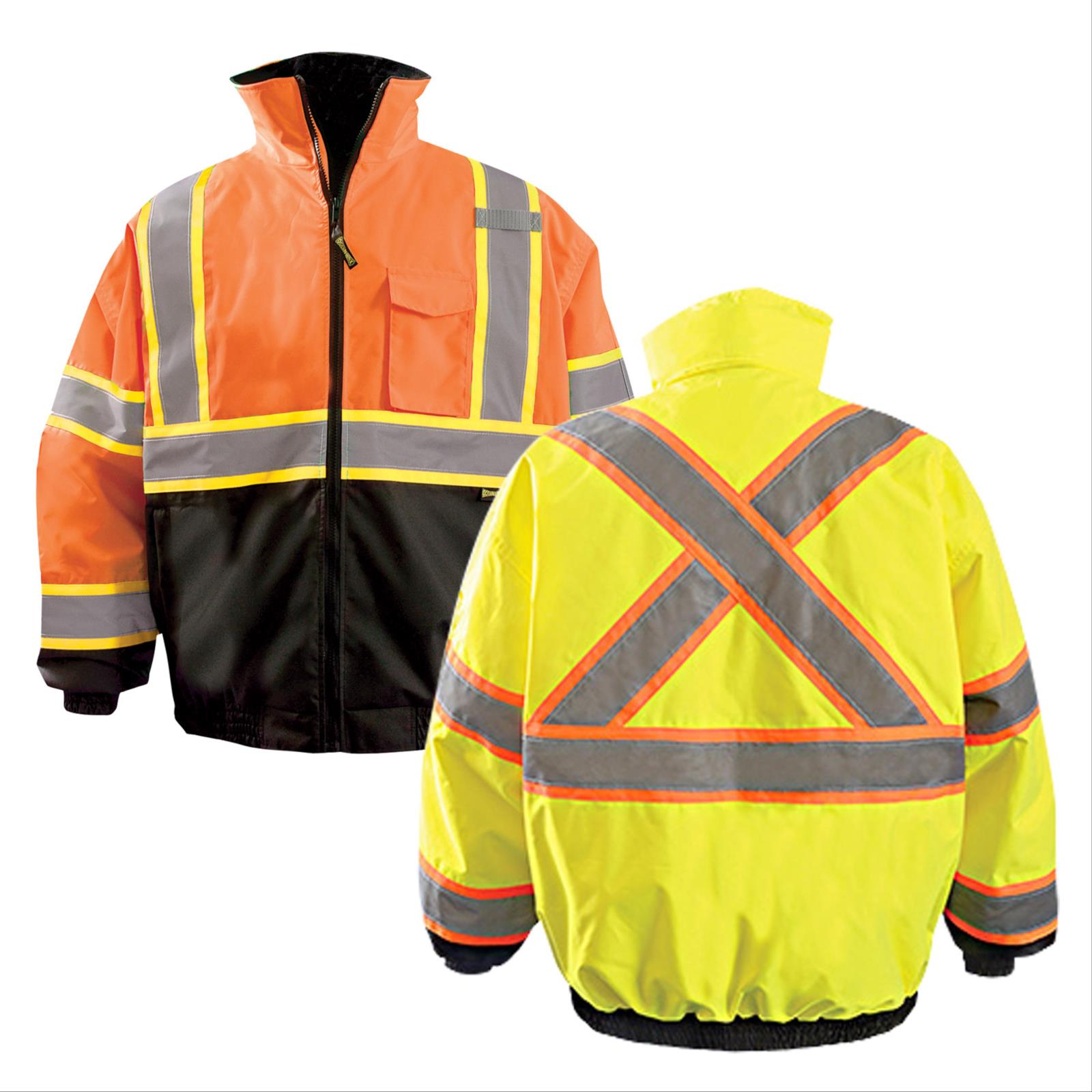 Safety Products Inc - 2-N-1 Black Bottom, X Back Bomber Jacket, Class 3 ...
