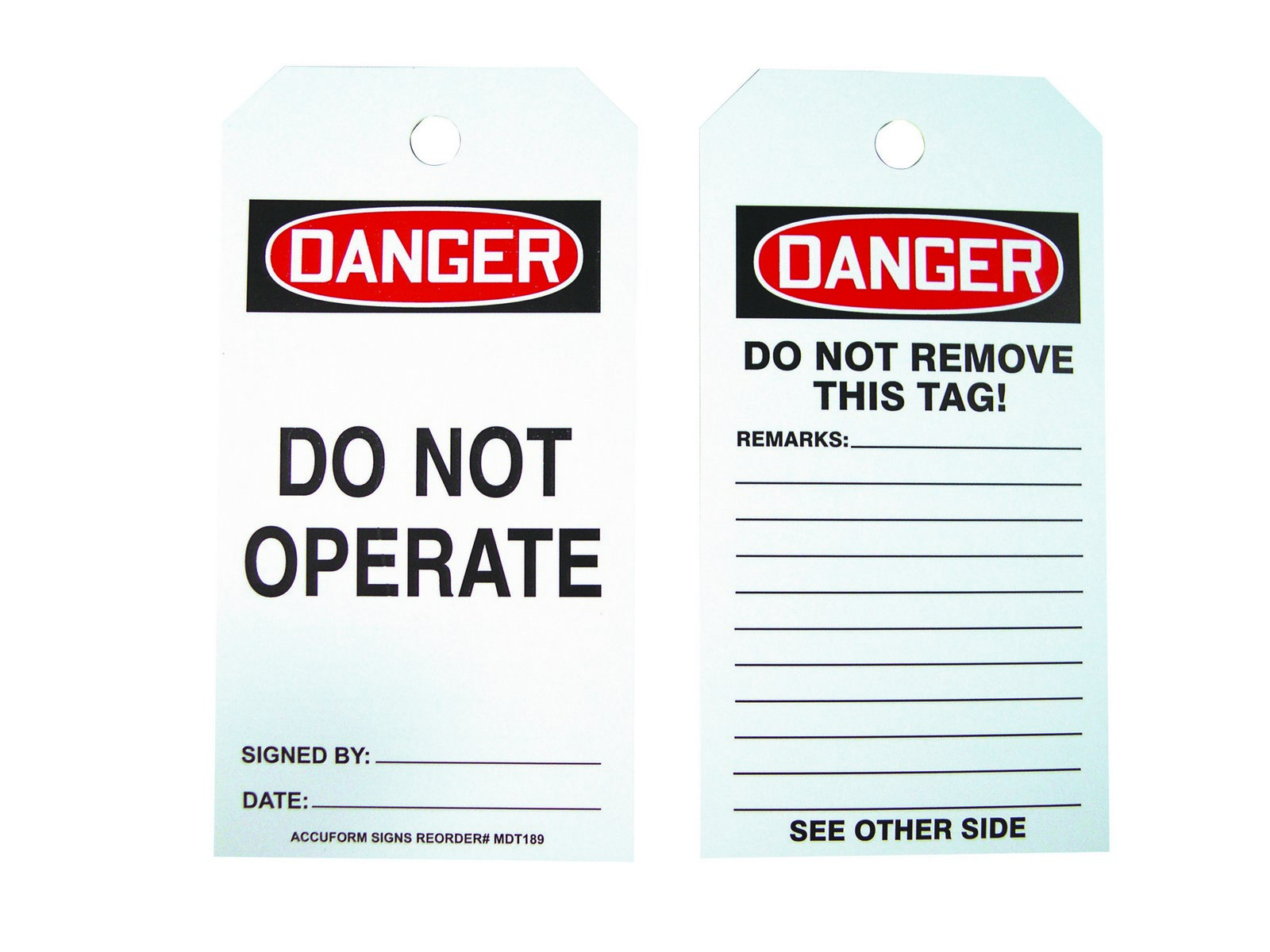 Lockout Tags, Danger Do Not Operate