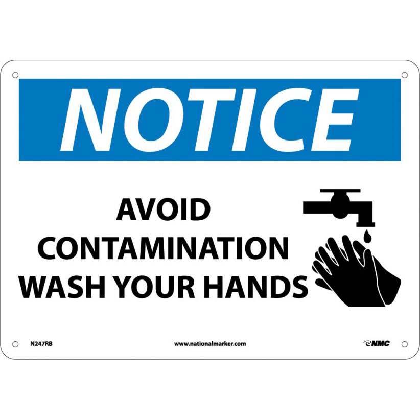Notice Avoid Contamination Wash Your Hands, COVID-19 Sign