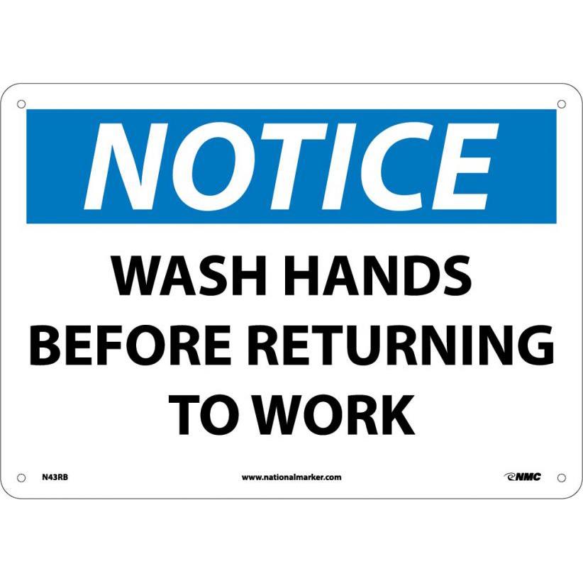 Notice, Wash Hands Before Returning To Work, COVID-19 Sign