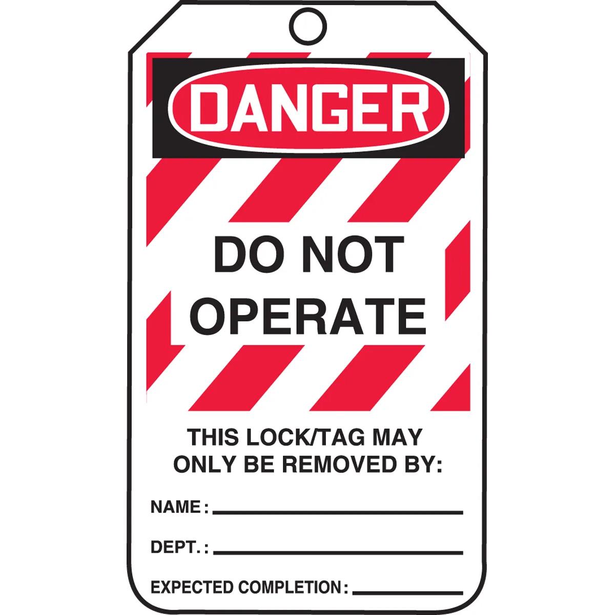 OSHA Danger Lockout, Do Not Operate Tag