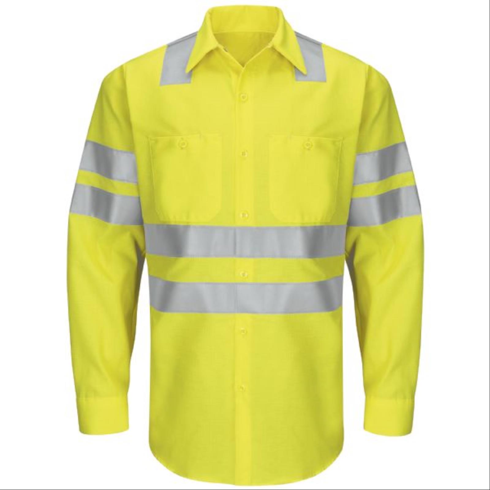 Red Kap Hi-Viz Long Sleeve, Ripstop Work Shirt, Class 3 Type R
