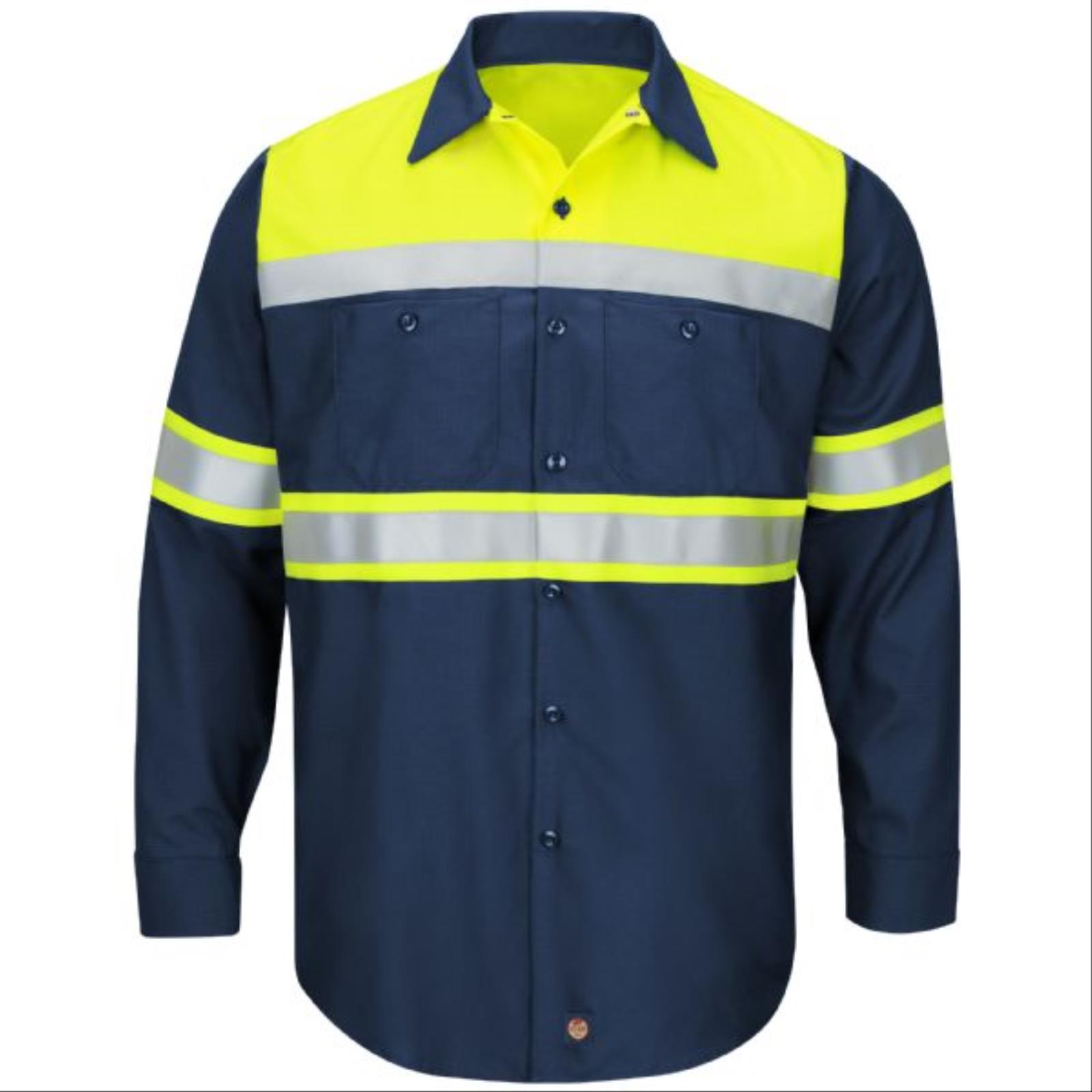 Red Kap Hi-Viz Colorblock, Long Sleeve, Ripstop Work Shirt, Class 1 Type O