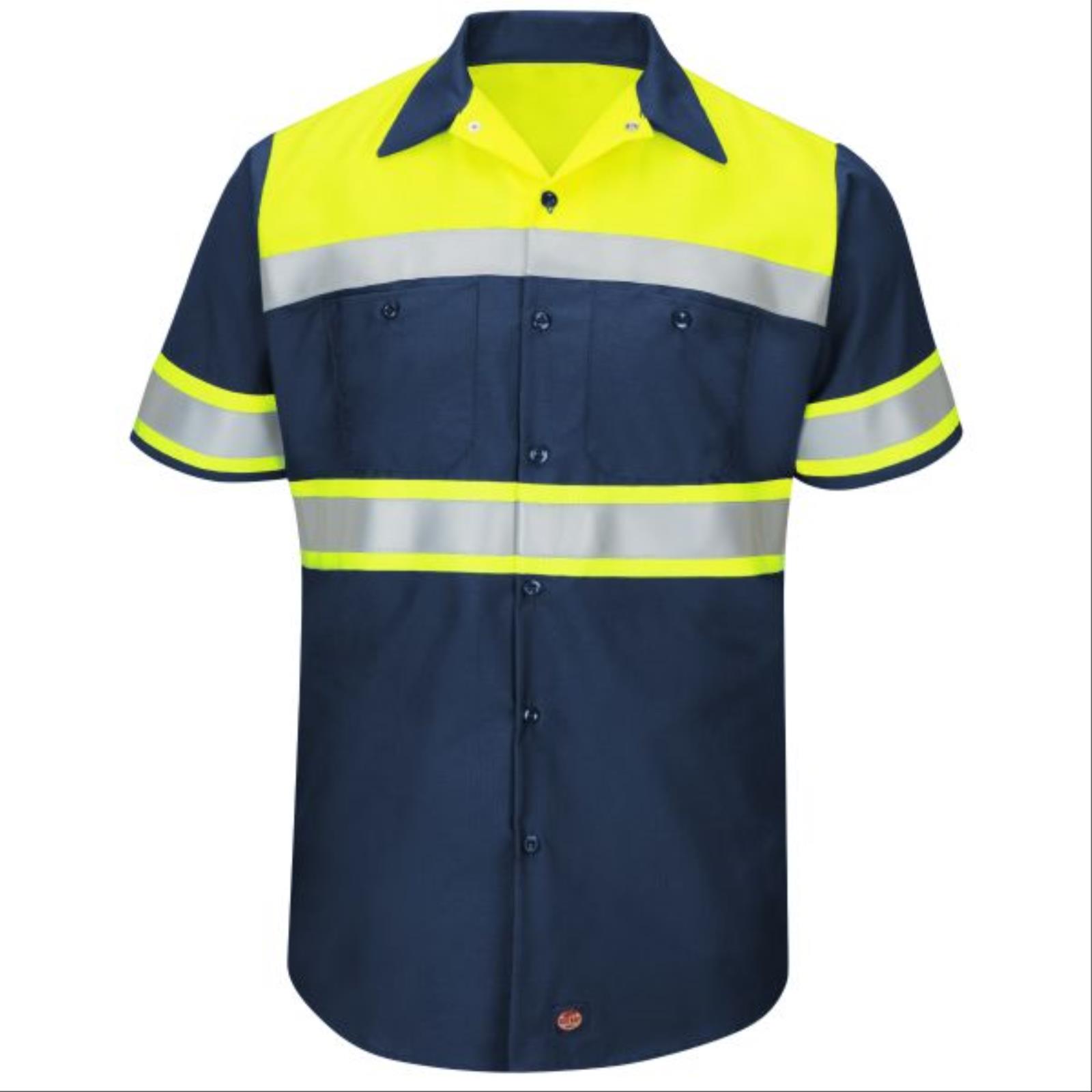 Red Kap Hi-Viz Colorblock, Short Sleeve, Ripstop Work Shirt, Type O Class 1