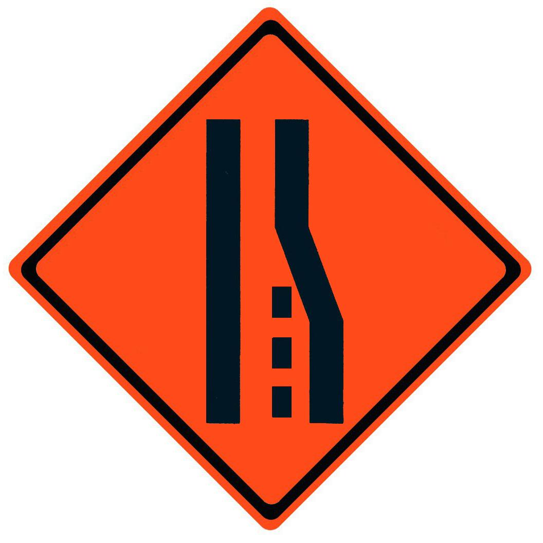 Merge Left Symbol Roll Up Work Zone Signs