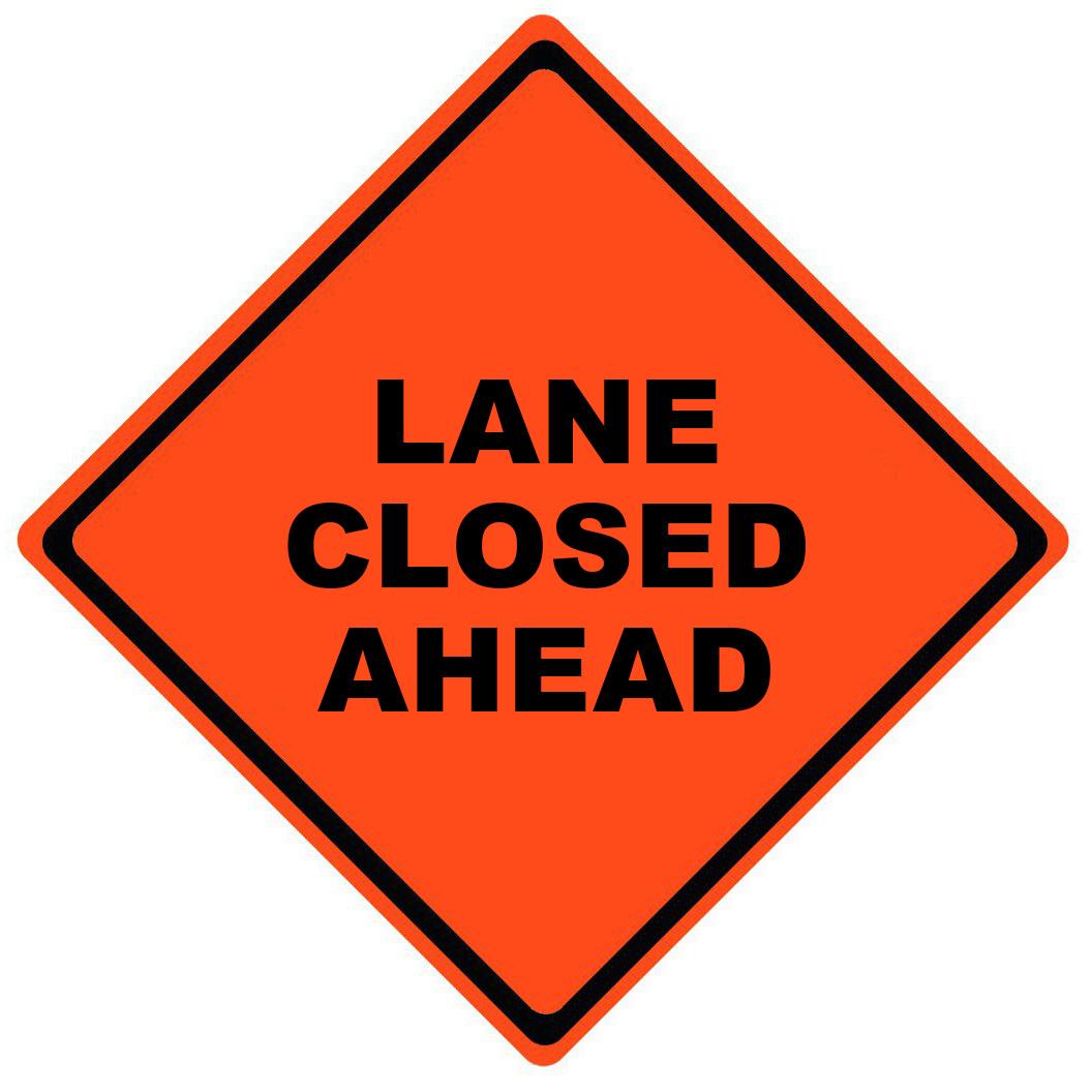 Lane Closed Ahead Roll Up Work Zone Signs