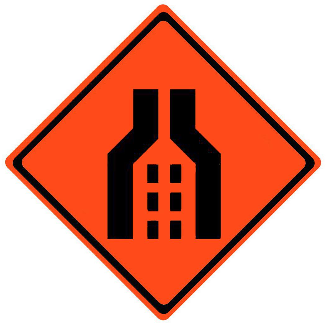 Double Merge Symbol Roll Up Work Zone Signs