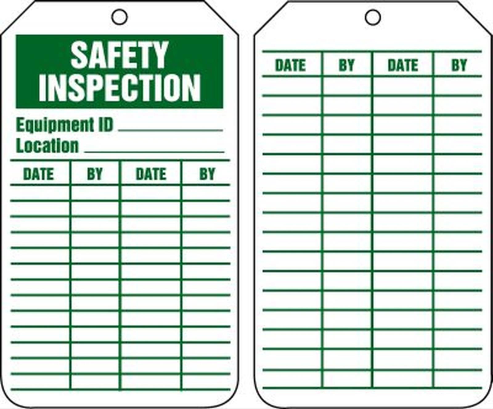 Safety Products Inc - Equipment Status Safety Inspection Tag