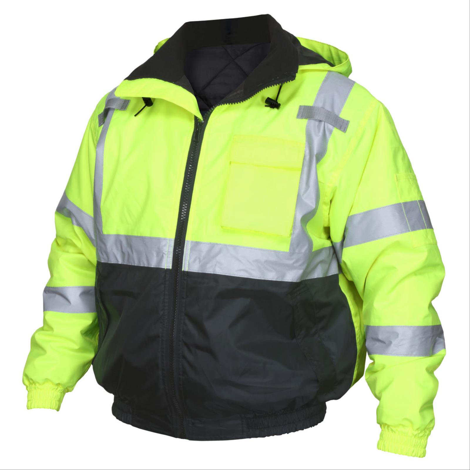 Safety Products Inc - Two Tone Value Bomber Jacket, lime/black, Class 3 ...
