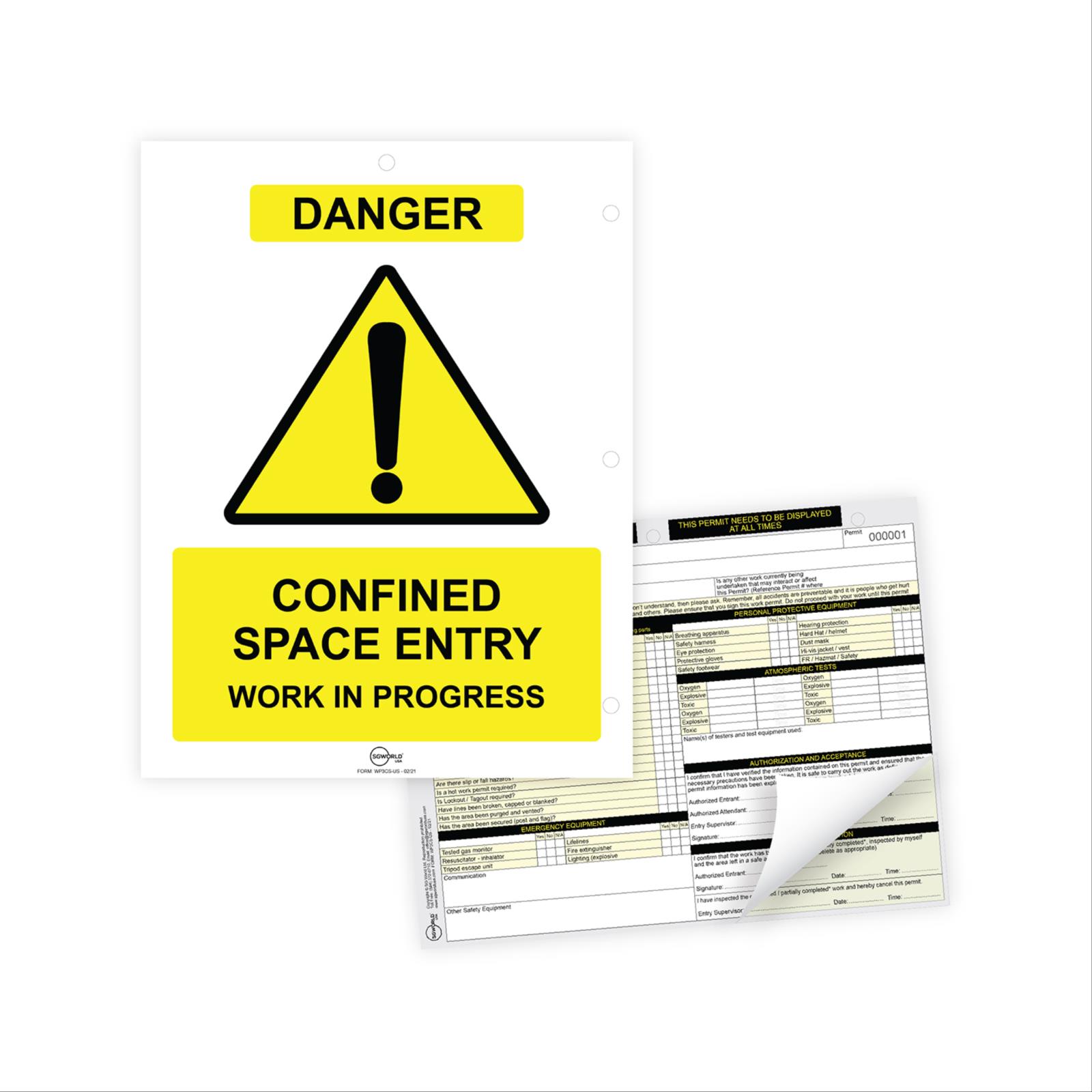 Confined Space Permit Sign and Inspection Booklet